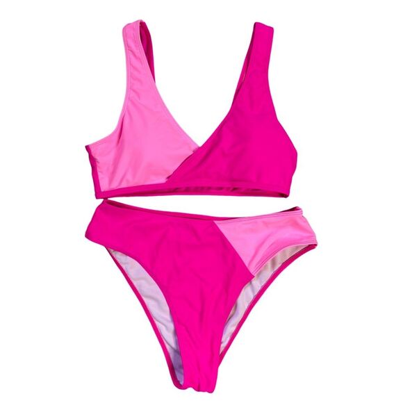 Shein 2-Piece Pink Colorblock Swimsuit Set - Picture 3 of 5